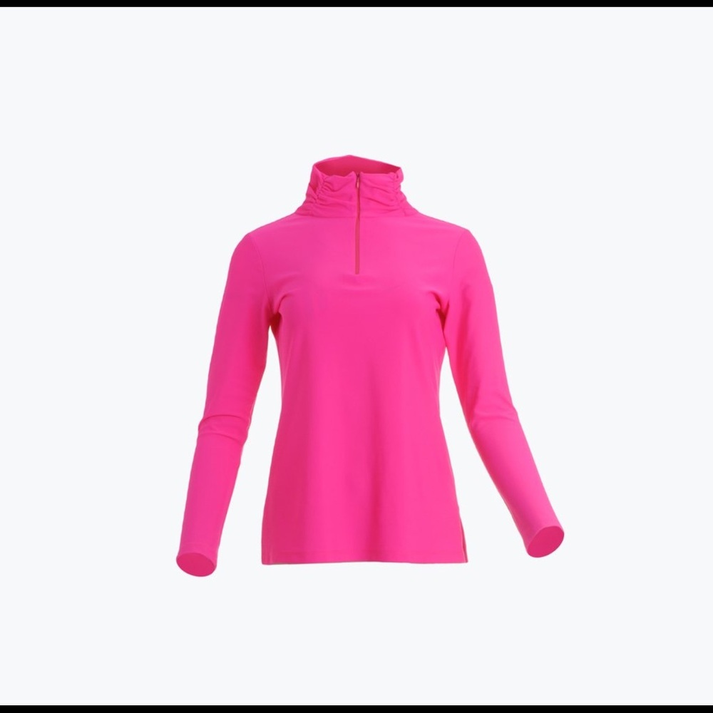 SOLD. Jude Connally Hot Pink Quarter Zip Ashley Top Size Small - Picture 3 of 10